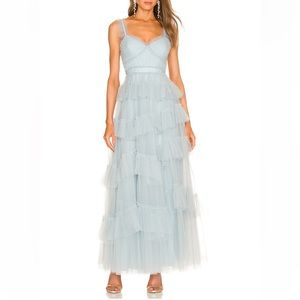 BCBGMAXAZRIA Tiered Ruffle Gown